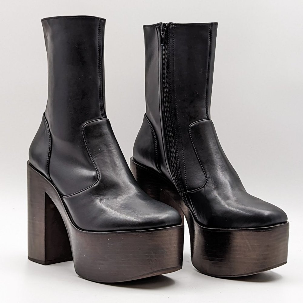 Jeffrey Campbell Women Mexique 70's Retro Black Platform boots size 7.5